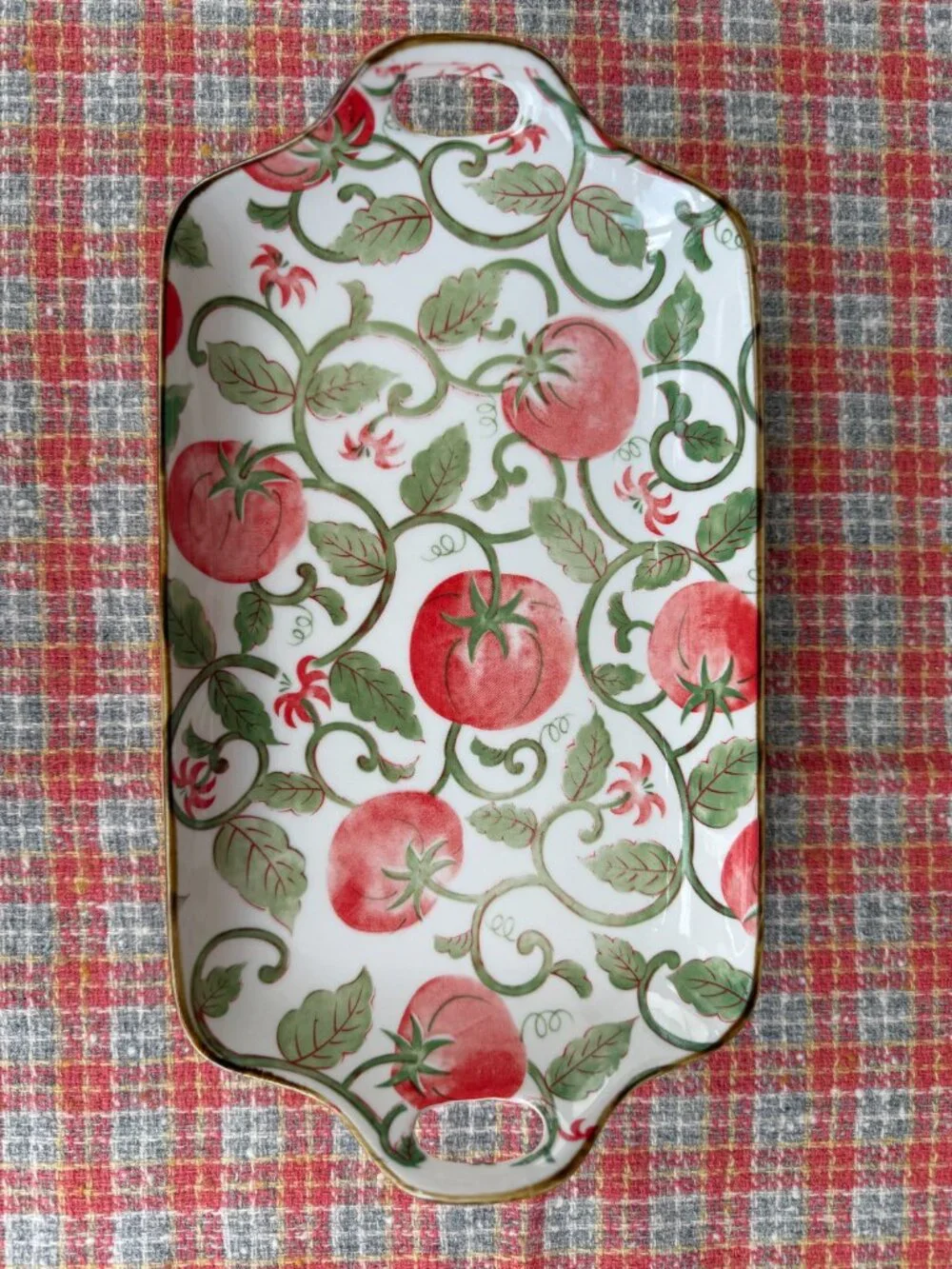 Lot of Vintage Fruit Motif Serving Trays Set of 3 Tomato Peppers Pumpkin